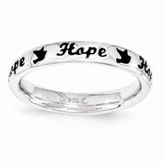 Sterling Silver Black Enamel Hope Ring