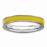 Sterling Silver Yellow Enameled 3.25mm Ring