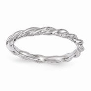 Sterling Silver Rhodium-plated Twist Ring