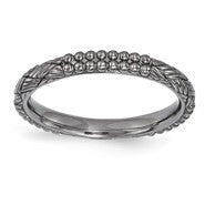 Sterling Silver Ruthenium-plated Patterned Ring