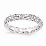 Sterling Silver Rhodium-plated Patterned Ring