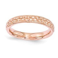 Sterling Silver Rose Gold-plated Patterned Ring