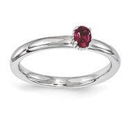 Sterling Silver Created Ruby Single Stone Ring