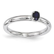 Sterling Silver Sapphire Single Stone Ring