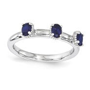 Sterling Silver Sapphire Three Stone Ring