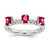 Sterling Silver Created Ruby Three Stone Ring