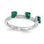 Sterling Silver Created Emerald Three Stone Ring