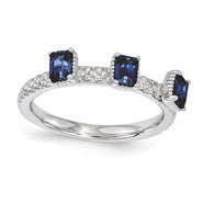 Sterling Silver Sapphire Three Stone Ring