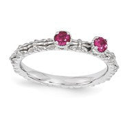 Sterling Silver Ruby Two Stone Ring