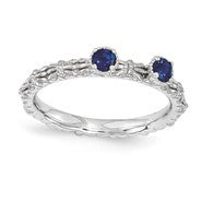 Sterling Silver Sapphire Two Stone Ring