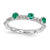 Sterling Silver Created Emerald Three Stone Ring