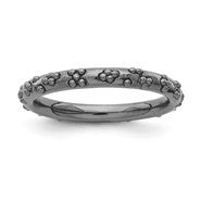 Sterling Silver Black-plated Textured Ring