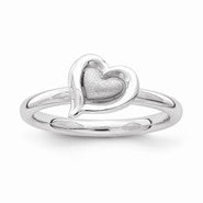 Sterling Silver Rhodium Heart Ring