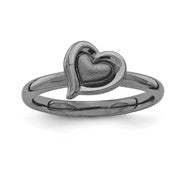 Sterling Silver Black-plated Heart Ring