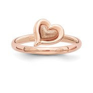 18k Rose Gold Plated Sterling SilverHeart Ring