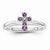 Sterling Silver w/Rhodium Amethyst Cross Ring