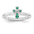 Sterling Silver w/Rhodium Emerald Cross Ring