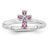 Sterling Silver w/Rhodium Rho. Garnet Cross Ring