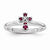 Sterling Silver w/Rhodium Ruby Cross Ring