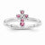 Sterling Silver w/Rhodium Pink Tourm. Cross Ring