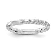 Sterling Silver Rhodium Textured Ring