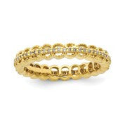 Gold Plated Sterling Silver Carved With Diamond Ring