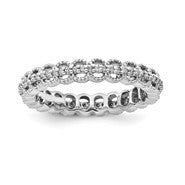 Sterling Silver w/Rhodium Carved with Diamond Ring