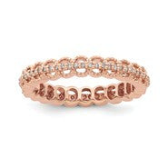 18k Rose Gold Plated Sterling SilverCarved With Diamond Ring