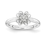 Sterling Silver & 14k Yellow Gold Plated Diamond Flower Ring