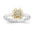 Sterling Silver & 14k RG-plated Diamond Flower Ring