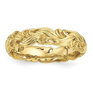 Gold Plated Sterling Silver Carved Band, Size 5, Jewelry Ring