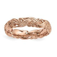 18k Rose Gold Plated Sterling SilverCarved Band, Size 7, Jewelry Ring