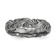 Sterling Silver Black-plated Carved Band, Size 5, Jewelry Ring