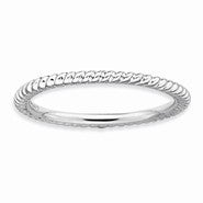 Sterling Silver Rhodium Twisted Ring