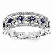 Sterling Silver Created Blue/White Sapphire Flip Ring