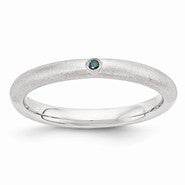 Sterling Silver with Blue Diamond Ring