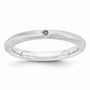 Sterling Silver with Green Diamond Ring