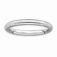 Sterling Silver w/Rhodium Textured Ring