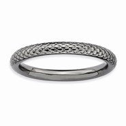 Sterling Silver Black-plated Cable Ring