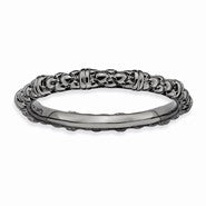 Sterling Silver Black-plated Cable Ring