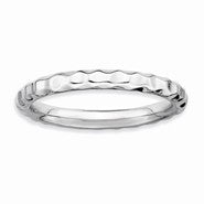 Sterling Silver Rhodium Hammered Ring