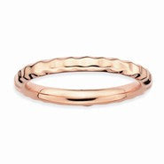 18k Rose Gold Plated Sterling SilverHammered Ring