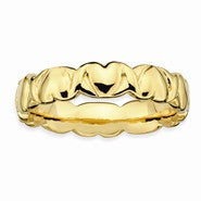 Sterling Silver Gold-plated Hearts Ring