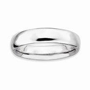 Sterling Silver Rhodium Polished Ring