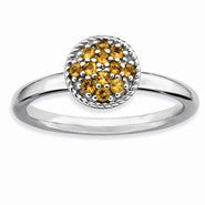 Sterling Silver Citrine Rhodium Ring