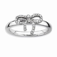 Sterling Silver Bow Diamond Ring