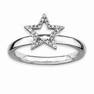 Sterling Silver Star Diamond Ring