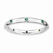 Sterling Silver Created Emerald Ring