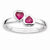 Sterling Silver Created Ruby Double Heart Ring