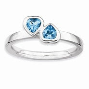 Sterling Silver Blue Topaz Double Heart Ring